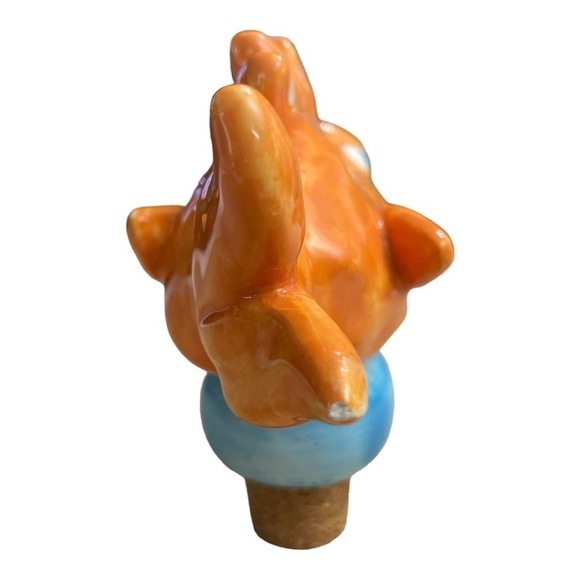 Ceramic Artist Clay Bottle Stopper Beachy Goldfish Whimsical Blue Eyed Polka
Dot - Picture 4 of 11